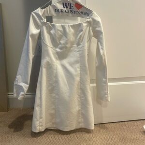 Zara off the shoulder long sleeve white dress